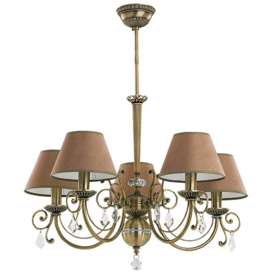 klasicky antikny mosadzny luster kristalova lampa textilne tienidlo mosadzna lampa luxusny luster obcianske elegantne osvetlenie lampovy obchod vila zamok.jpg